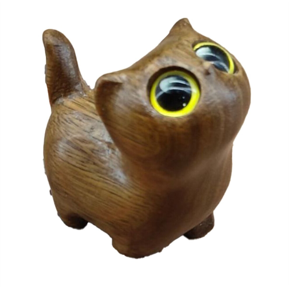 Charming Wooden Kitten Figurine - Handcrafted Cat 4853093920467