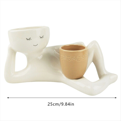 Relaxing Person Holding Pot Planter with Drainage 2