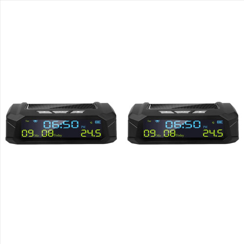 2X Car Solar Digital Clock with LCD Time Date In-C