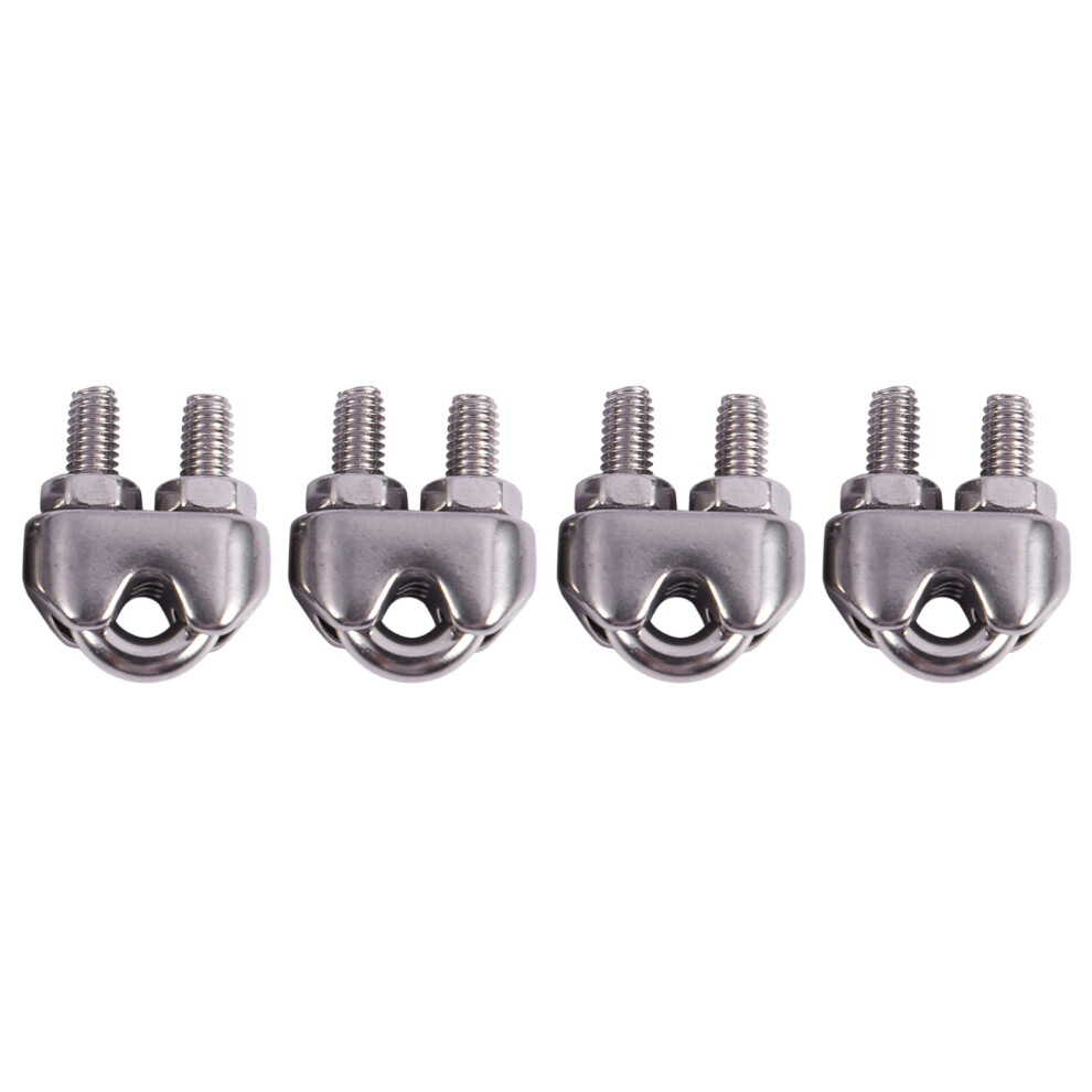 4Pcs Stainless Steel Cable Clip Saddle Clamp For Ropes 0.3Cm 3Mm Wire 4852430093611