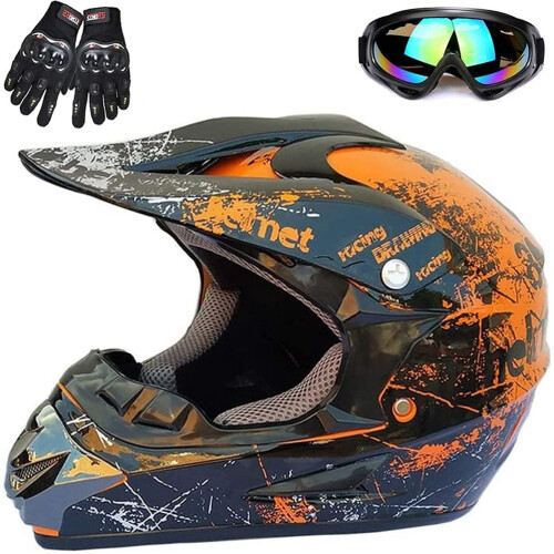 Κράνος Motocross για Νέους, Αεροδυναμικό Κέλυφος Κράνος Motocross με Ρυθμιζόμενο Σκίαστρο