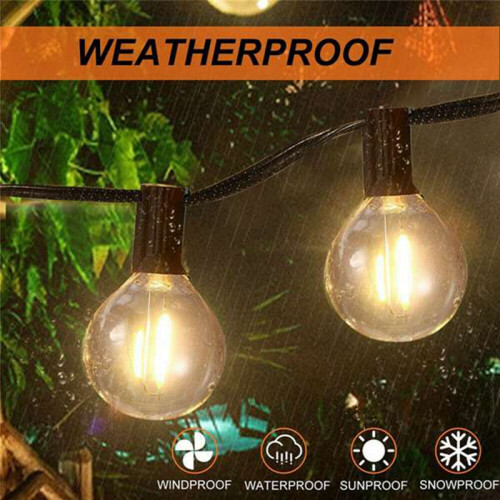G40 Solar Powered Led Lights 18Ft Outdoor Patio Globe String Bistro Ya 2