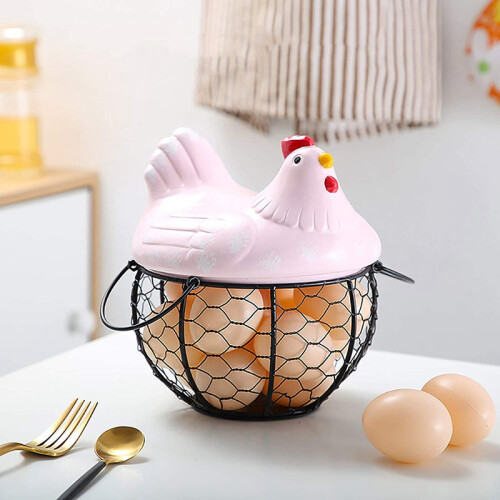 Egg Basket,Eggs Holder Basket, Organizer Storage Wrought Wire Restaura 2