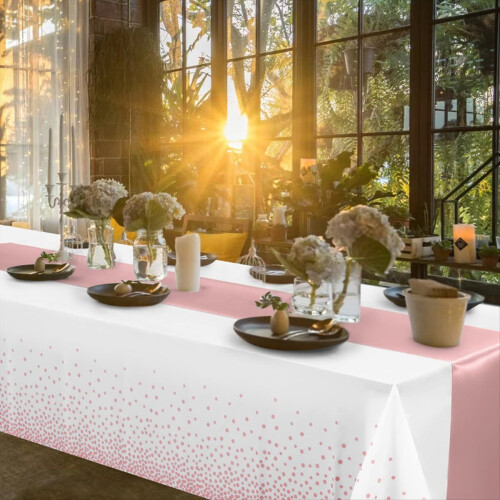 Disposable Plastic Tablecloths Satin Table Runner Set Dot Tablecloth f 1