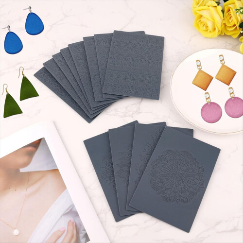 12 Boho-Stil-Strukturmatte aus Ton, passend für Polymer-Kekse 2