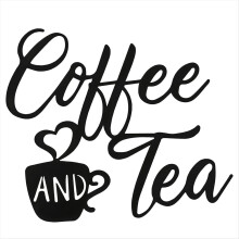 Letrero de café y barra de té de metal para colgar en la pared, decoración de taza negra con letras