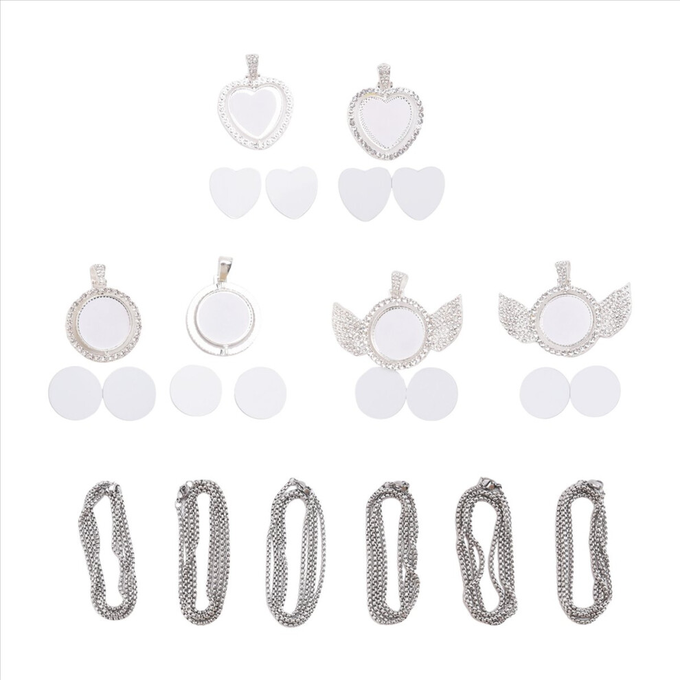 24Pcs Sublimation Rhinestone Trays Pendant Set, 6 Blank Bezel Trays, P 4852430027999