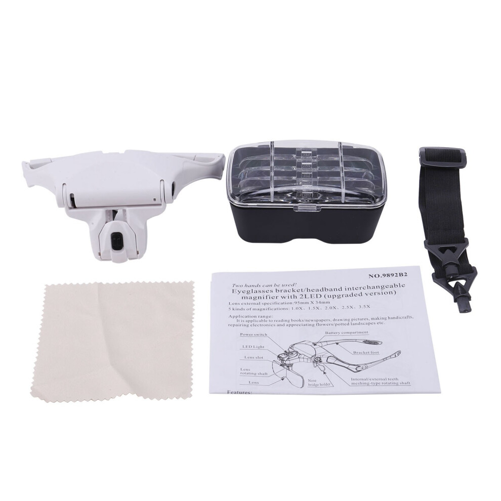 Typecat Light Magnifying Glass Lens Led Lamp Visor Head Loupe Jeweler Headband