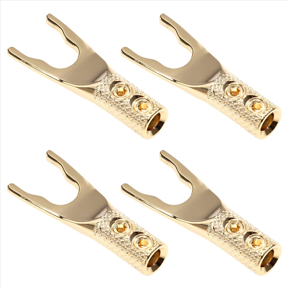 4Pcs Hi End Copper Y Spade Connector Plug Plated Fork Loudspeaker Cabl 4852430009148