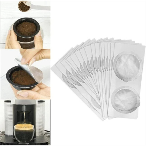 100 tapas de aluminio desechables para cápsulas de café Vertuo Self-A 2