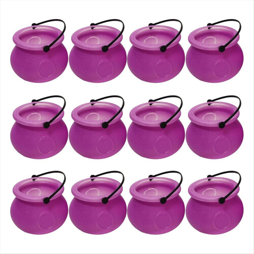 12pcs Mini Cauldron with Handle Halloween Witch Pot Candy Holder for 1