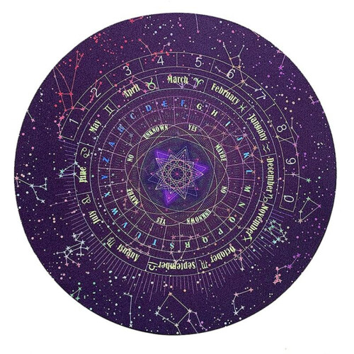 Divination Mat, Round Shape Starry Letter Rubber Astrology Pendulum Ma