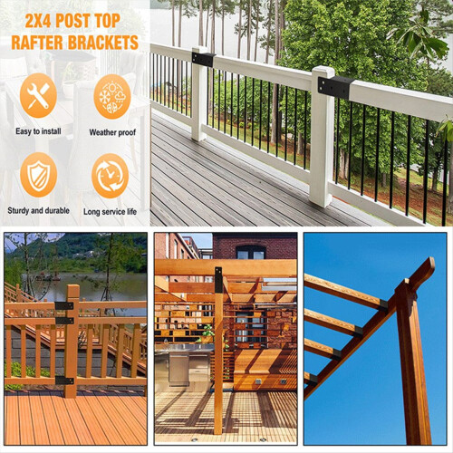 Pergola Brackets 4pcs,for 2 X 4Inch Post Top Rafter Brackets,Deck Rail 2