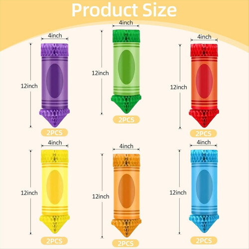12 Pcs Back to School Party-Decorations Crayon Classroom Ceiling Decor 2