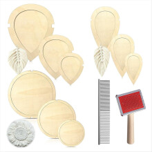 11 stuks macramé blad snijmallen en kammensets, hout-leer sjabloon