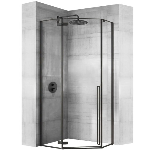Καμπίνα Ντους Rea Diamond 80x80 Black Mat Με ντουζιέρα Diamond λευκό