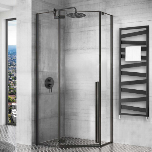 Καμπίνα Ντους Rea Diamond 80x80 Black Mat Με ντουζιέρα Diamond λευκό 2