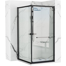 Καμπίνα Ντους Rea Space In Black 80x100 Χωρίς ντουζιέρα