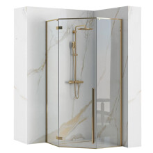 Καμπίνα Ντους Rea Diamond 90x90 Gold Με ντουζιέρα Diamond μαύρη