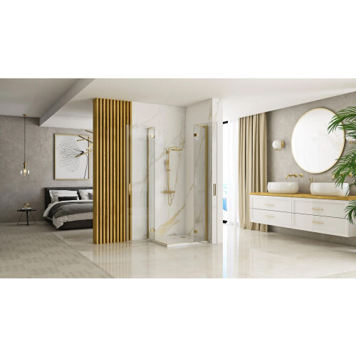 Διπλή Καμπίνα Ντους Rea Hugo 80x80 Brushed Gold 2