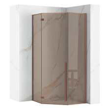Καμπίνα Ντους Rea Diamond 90x90 Copper Brush Με ντουζιέρα Diamond μαύρη