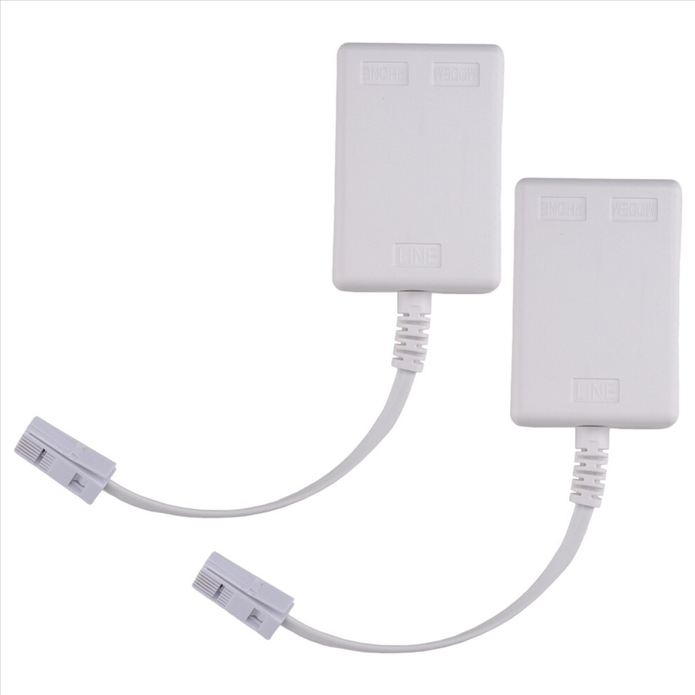 Bt Plug To Adsl Rj11 Broadband Internet Microfilter Splitter 2 Pack, Male & Female For Landline Modem 4851698657368