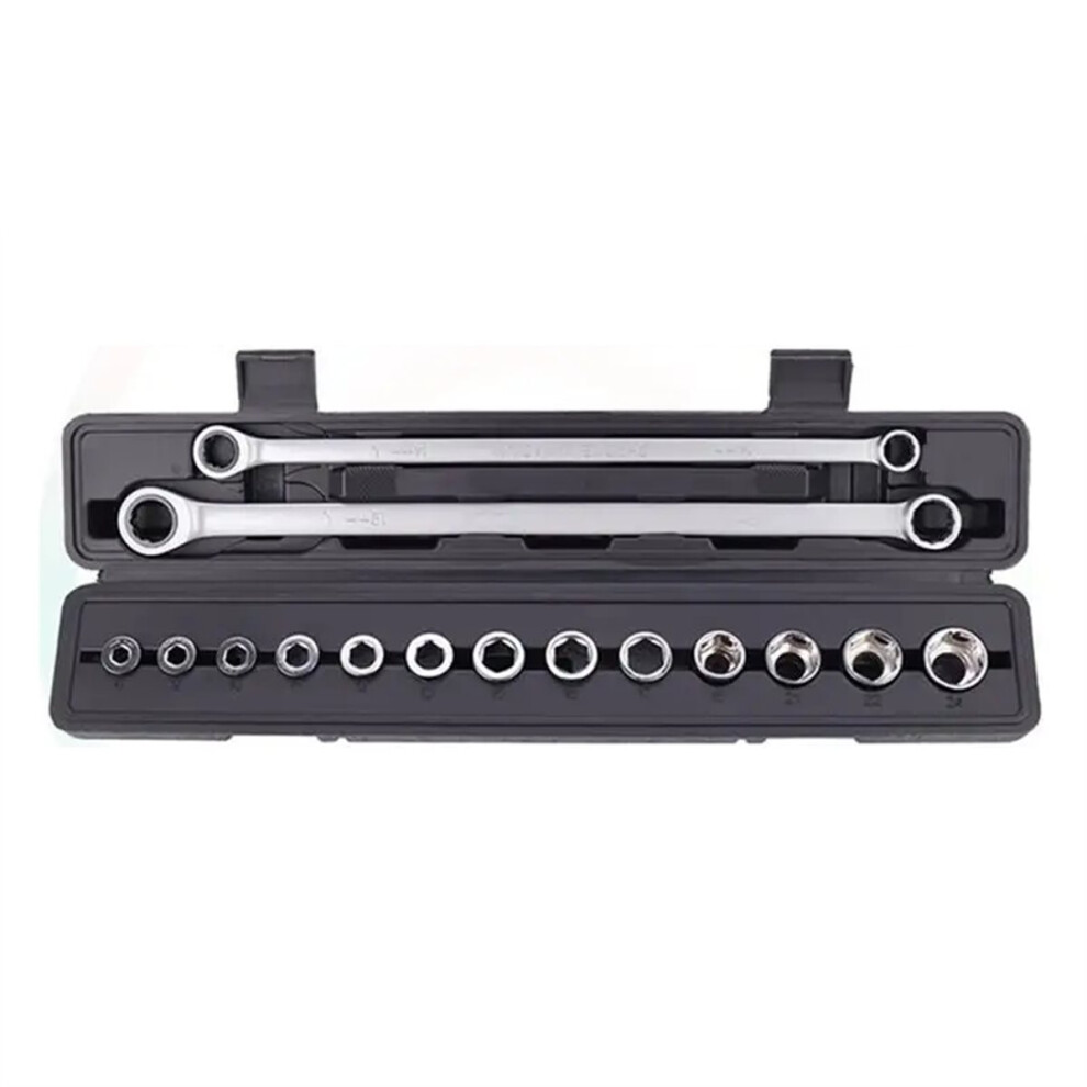 15Pcs Adjustable Ratchet Wrench Kit Labor-Saving Torque Spanner Socket Set For Car Repair Hand Tools Fixed Head 4853466379090