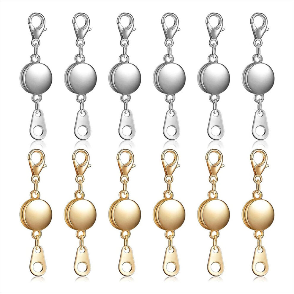 12 Pieces Locking Magnetic Jewelry Clasp Round Necklace Clasp Closures Bracelet Extender For Jewelry Making 4851376251321