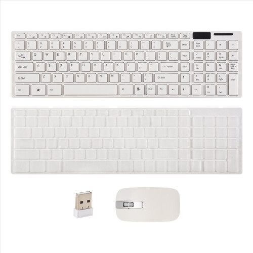 Wireless Slim White Keyboard + Wireless Optical Mouse Set for PC and Laptop 2
