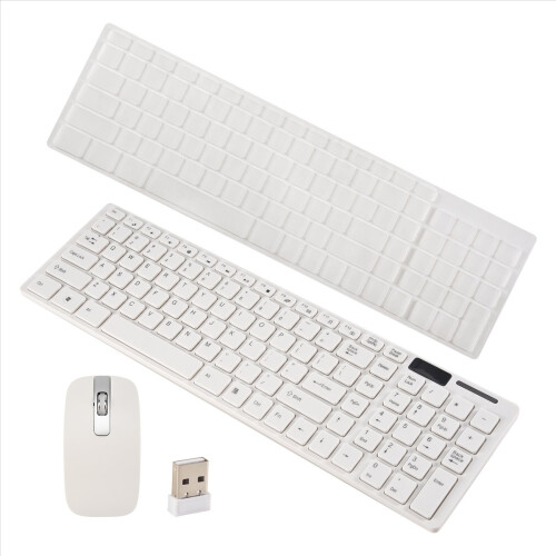 Wireless Slim White Keyboard + Wireless Optical Mouse Set for PC and Laptop 1