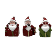 Kleine geschenkdoos met kerstmanmotief, miniatuurlandschap, handgemaakte hars pop, tafeldecoratie