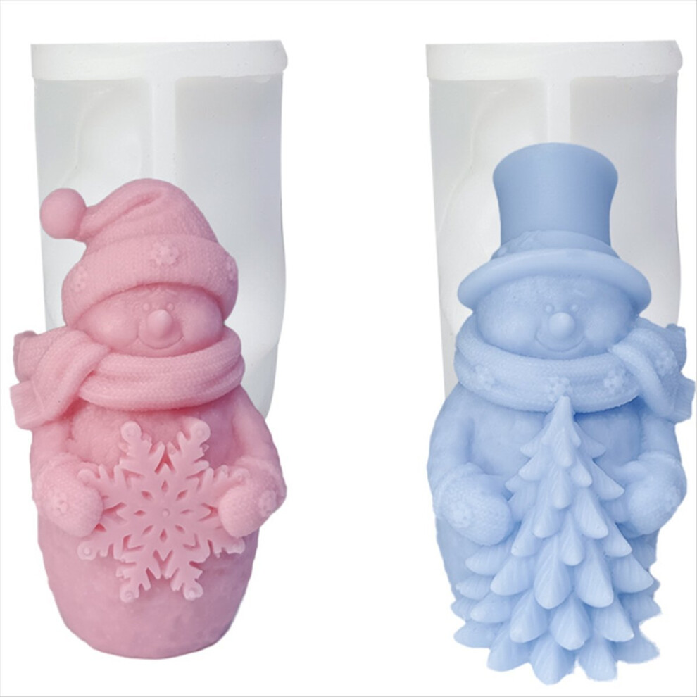 2Pcs Santa Hugging Snowflake Silicone Mold Diy Christmas Tree Old Man Scented Candle Plaster Soap Resin Mold Home Crafts 4853466321693