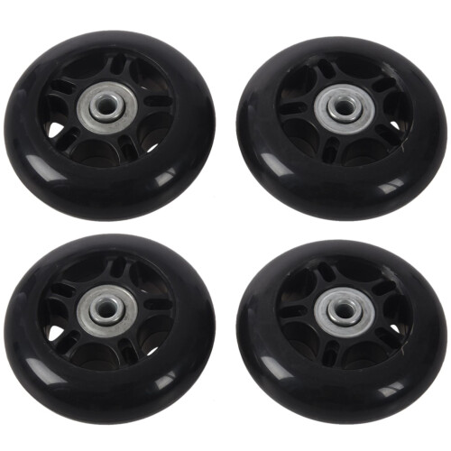 4 sada náhradních koleček pro kufry/inline brusle 64x18mm, černá