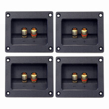 Conjunto de 4 peças de terminais para caixa de som automotivo/casa DIY de 2 vias, conectores de mola redondos e quadrados, 93 x 80 mm, pretos.