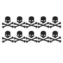 2X Skull Ben 3D Design Motorcykel Bil Emblem Badge Klistermärke Svart