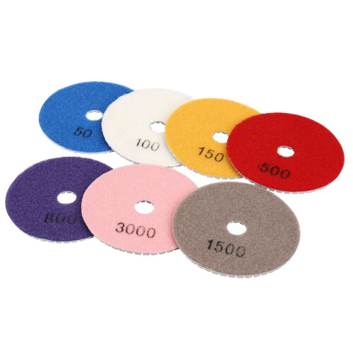 Conjunto de 48 discos de polimento diamantados de 4 polegadas para uso a seco/úmido em pedra, concreto e mármore. 1