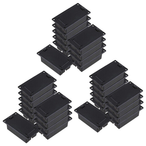 Guitar Bas 9V Batteriholder Rumcover Sort Sæt med 30