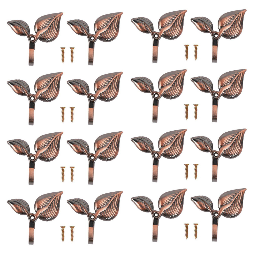 16 X Iron Leaf Shaped Curtain Tie Backs Holders Wall Hooks Home Decor, Red Bronze 4853466363792