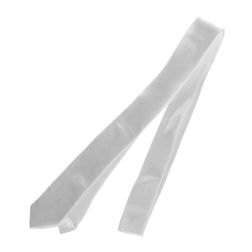 2X Unisex Casual Γραβάτα με Λεπτή Στενή Λαιμόκοψη - Μονόχρωμη Λευκή 2