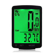 Fahrradcomputer mit beleuchtetem Tachometer, multifunktionalem Display für Tag und Nacht, misst Geschwindigkeit und Distanz