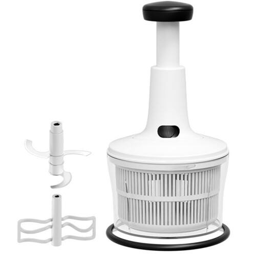 Manual Food Processor - Multi-Function Salsa Maker, Hand Chopper, and Salad Spinner with Stainless Steel Blades