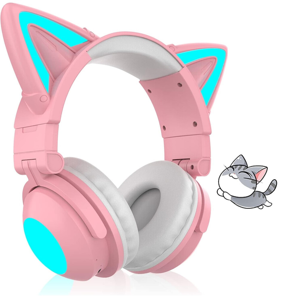 Cat Ear Bluetooth Headphones,Ear Headphones With Built-In Mic,Foldable,On-Ear Wireless Headphone For Phone/Pc/Tablet B 4853870905991