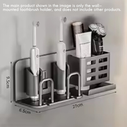 Toothbrush Holder Multi-Function Toothbrush Cup Holder Wall Mounted No Drill Bathroom Organizer Bathroom Storage A 1