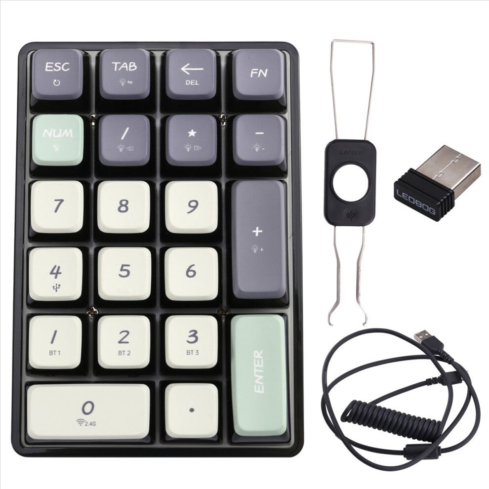 Wireless Mechanical Numpad Keyboard 21 Key Rgb 3 Bt/2.4Ghz/Type C Wired Hot Swappable Transparent Keycaps Keyboard 4853870915464