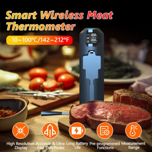 Termometro per carne wireless, termometro digitale Bluetooth per cucina, termometro con display impermeabile IP67 per grigliate 2