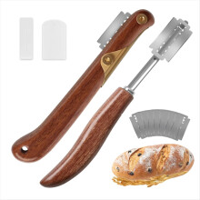 2Pcs Bread Lame Tool Knife Sourdough Scoring with 10 Pcs Replaceable Blades Wooden Handle Slashing