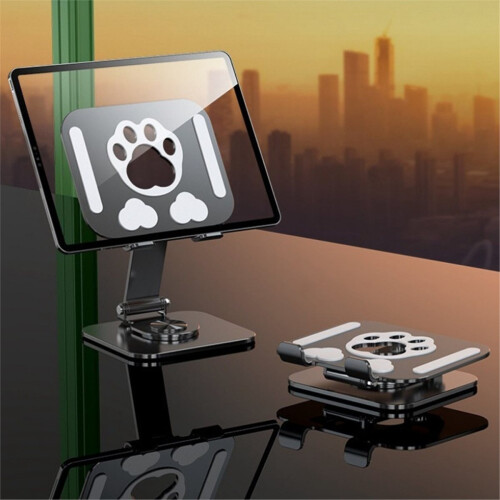 Multifunktionstelefon Tablet Bordstativ 360 Roterende Foldbar Holder til Live Streaming Tablets Smartphone Sort 2