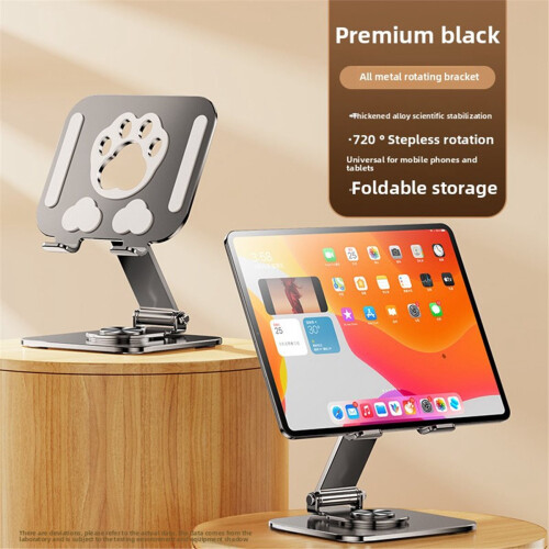 Multifunktionstelefon Tablet Bordstativ 360 Roterende Foldbar Holder til Live Streaming Tablets Smartphone Sort 1