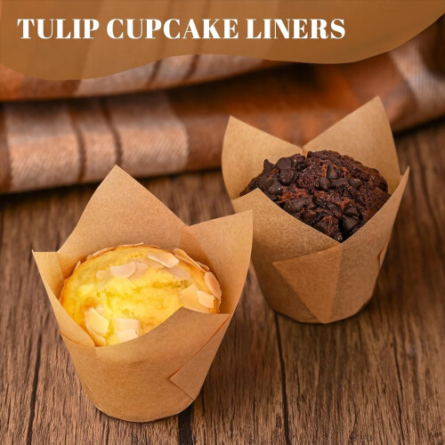 120 θήκες για cupcakes από φυσική τουλίπα για κύπελλα ψησίματος 1