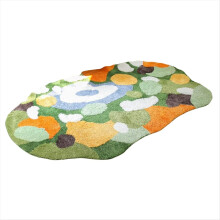 Irregular Green and Yellow Moss Carpet, Grass Carpet Bedroom Kitchen Laundry Room Non-Slip Floor Mat